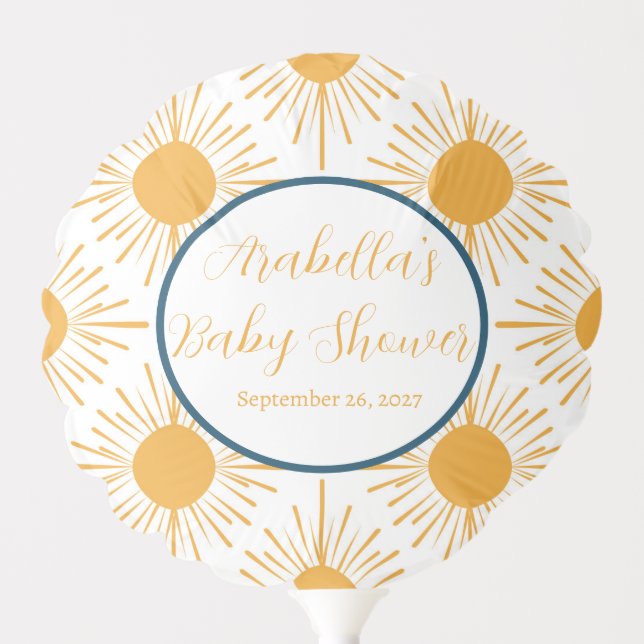Boho Little Ray of Sun Neutral Baby Shower  Balloon (Front)
