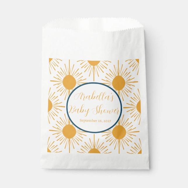 Boho Little Ray of Sun Neutral Baby Shower  Favor Bag (Front)