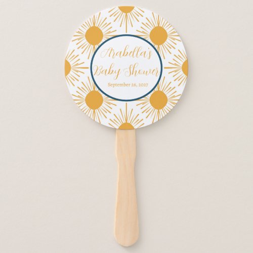 Boho Little Ray of Sun Neutral Baby Shower  Hand Fan