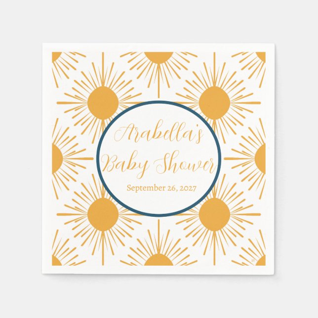 Boho Little Ray of Sun Neutral Baby Shower  Napkins (Front)