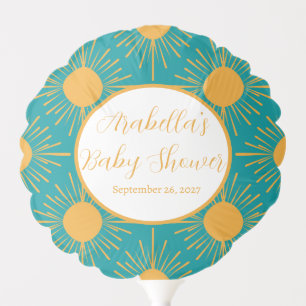 Boho Little Ray of Sun Turquoise Baby Shower  Balloon