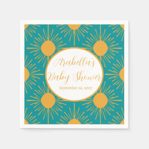 Boho Little Ray of Sun Turquoise Baby Shower Napkins
