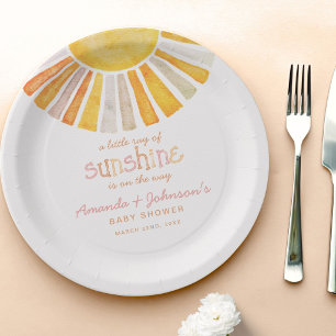 Boho Little Ray of Sunshine Baby Shower Paper Plates