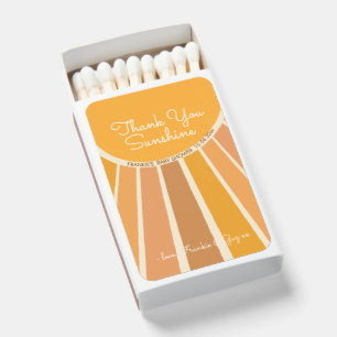 Boho Little ray of Sunshine Baby Shower Thank You Matchboxes