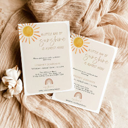 Boho Little Ray of Sunshine Rainbow Baby Shower Invitation