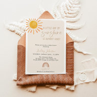 Boho Little Ray of Sunshine Rainbow Baby Shower Invitation