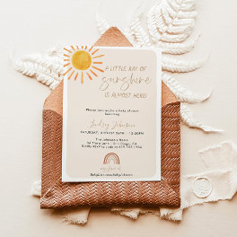Boho Little Ray of Sunshine Rainbow Baby Shower Invitation