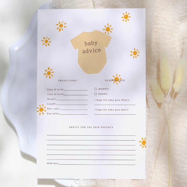 Boho Little Sunshine Baby Prediction & Advice Game (Creator Uploaded)