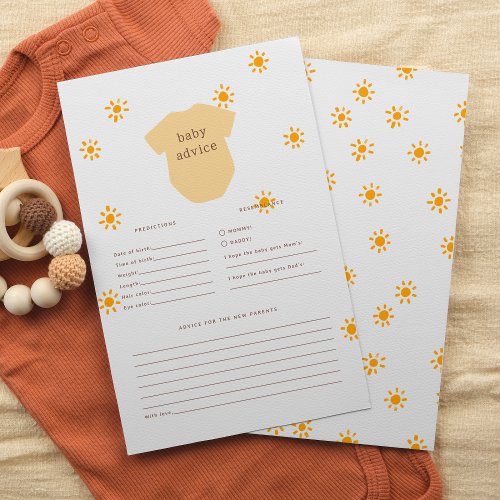 Boho Little Sunshine Baby Prediction  Advice Game