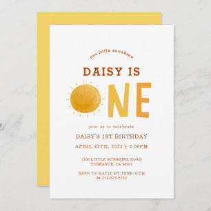 Boho Little Sunshine Is One 1st Birthday Invitation