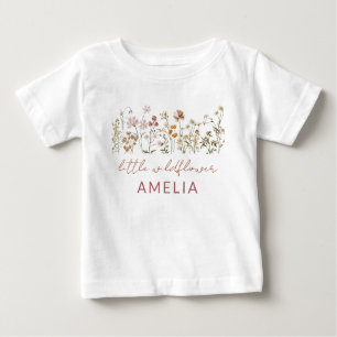 Boho Little Wildflower 1st Birthday Baby Baby T-Shirt