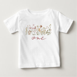 Boho Little Wildflower 1st Birthday Baby Baby T-Shirt