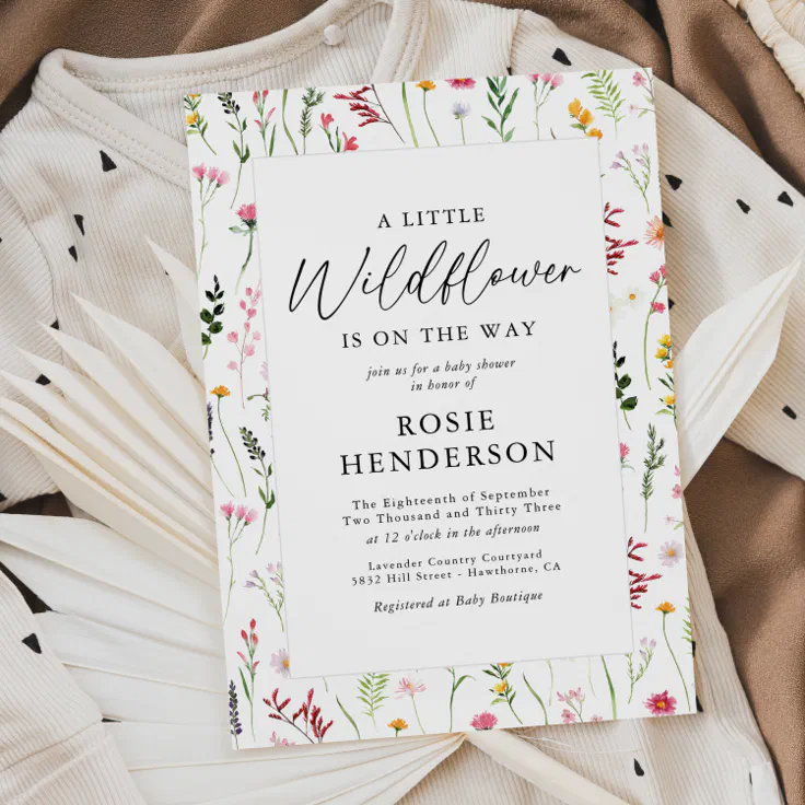 Boho Little Wildflower Baby Shower Invitation | Zazzle