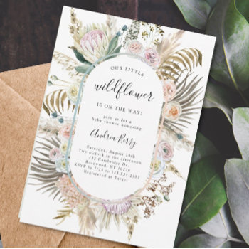 Boho Little Wildflower Baby Shower Invitation by lilanab2 at Zazzle