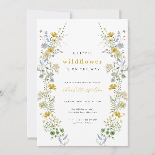 Boho Little Wildflower Baby Shower Invitation
