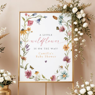 Boho Little Wildflower Baby Shower Welcome Poster