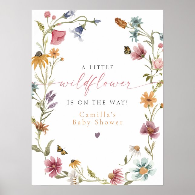 Boho Little Wildflower Baby Shower Welcome Poster (Front)