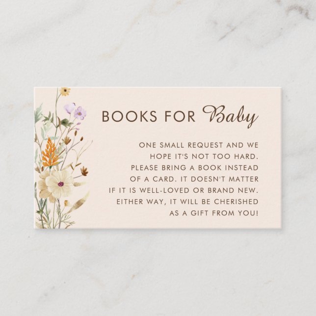 Boho Little Wildflower Books for Baby Shower Card (Front)