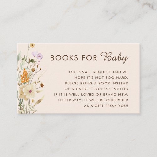 Boho Little Wildflower Books for Baby Shower Card