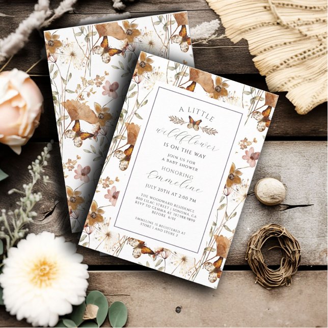 Boho Little Wildflower Girl Baby Shower Invitation (Creator Uploaded)