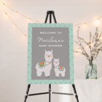 Boho llama baby shower welcome sign