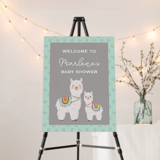 Boho llama baby shower welcome sign