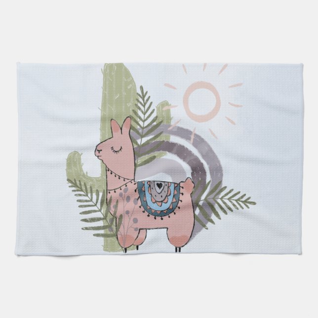 Boho Llama Kitchen Towel (Horizontal)