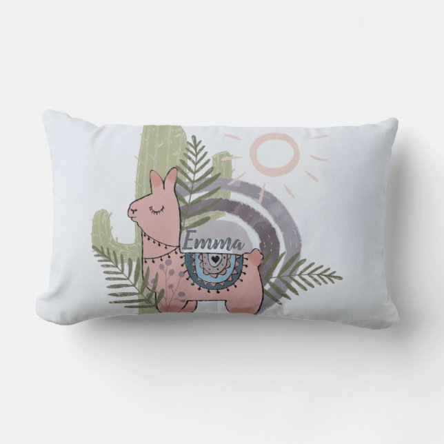 Boho Llama Lumbar Pillow (Front)