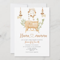 Boho Llama mamma nursery mobile baby shower Invitation