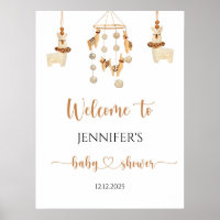 Boho Llama mobile baby shower Welcome Poster