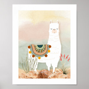 Boho Llama Nursery Poster