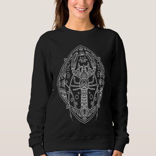 Boho Lobster Sea Life Mandala  Hippy Bohemian Spir Sweatshirt (Front)