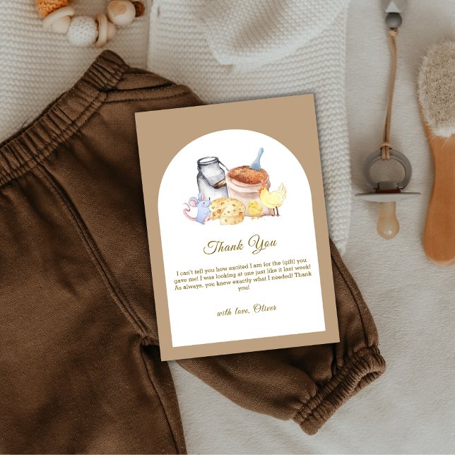 Boho Locally Grown Farm Chicken Mouse Baby Shower Thank You Card (Boho Locally Grown Farm Chicken Mouse Baby Shower Thank You Card)