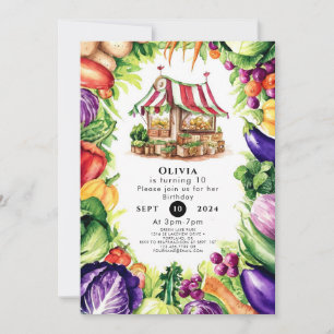 Boho Locally Grown Farmers Market Birthday Invitation