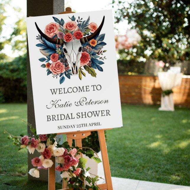 Boho Longhorn Skull Bridal Shower Welcome Sign (Creator Uploaded)