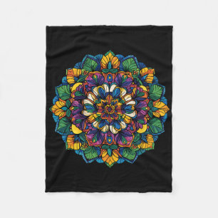Boho Lotus Mandala Colorful Floral Yoga Meditation Fleece Blanket