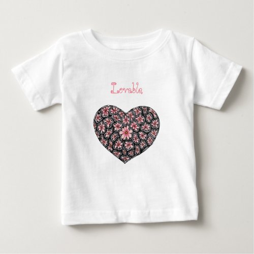 Boho Lovable Floral Heart BabyToddler T_Shirt