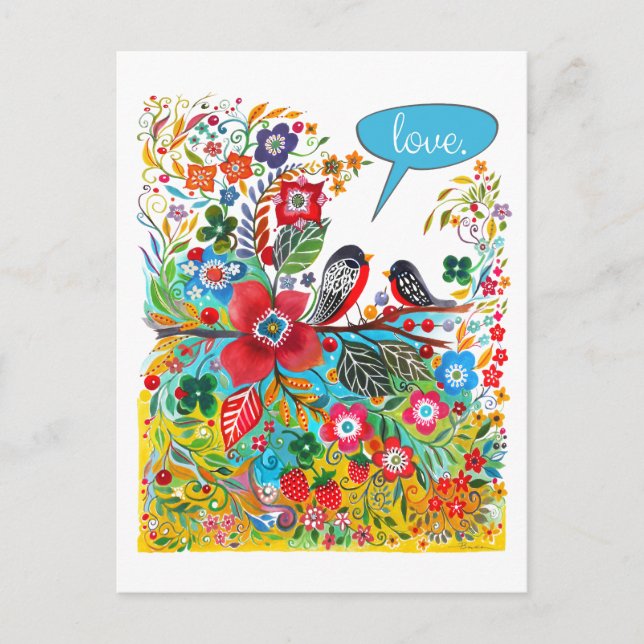Boho Love Birds Postcard (Front)