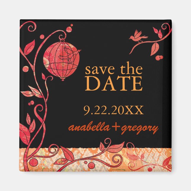 Boho Love Birds Wedding Save the Date Magnet (Front)