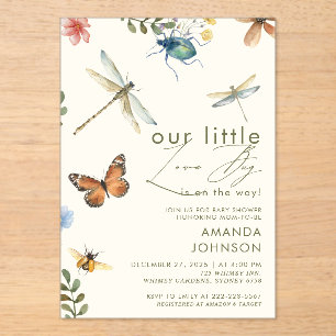 Boho Love Bug Insects Dragonfly baby shower Acrylic Invitations