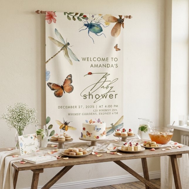 Boho Love Bug Insects Dragonfly baby shower Banner (Creator Uploaded)