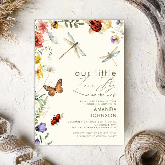 Boho Love Bug Insects Dragonfly baby shower  Invitation