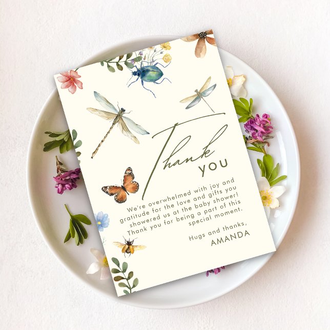 Boho Love Bug Insects Dragonfly Thank you card (Creator Uploaded)
