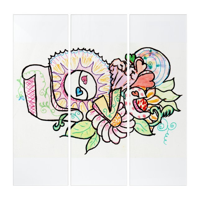 Boho love design AcryliPrint®HD Triptych Wall Art (Front)