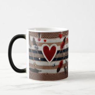 Boho Love Heart Arrows Knit Color Morphing Mug