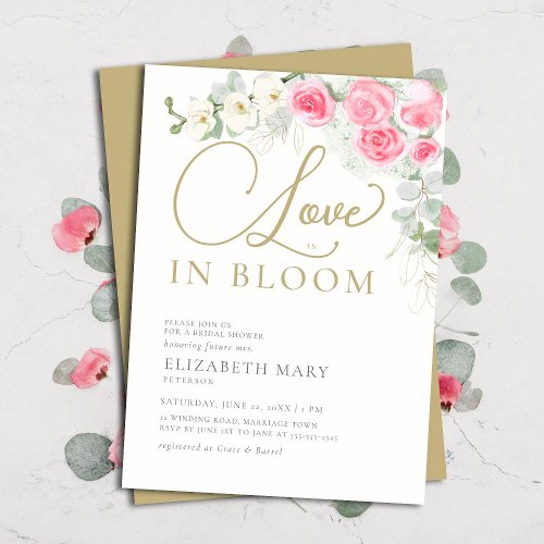 Boho Love in Bloom Roses Orchid Chic Bridal Shower Invitation