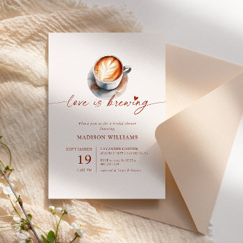 Boho Love Is Brewing Bridal Shower Coffee  Invitation by DesignsByElina at Zazzle