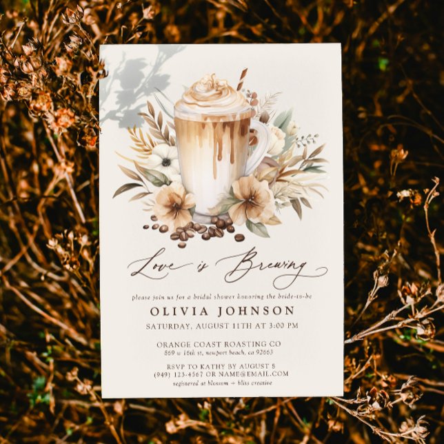 Boho Love is Brewing Bridal Shower Invitation (Easily personalize this bridal shower invitation for the perfect coffee theme bridal shower!)