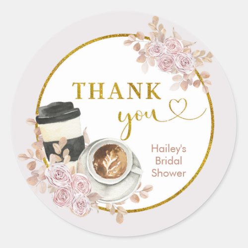 Boho Love is Brewing Bridal Shower Thank You Class Classic Round Sticker