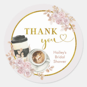 Boho Love is Brewing Bridal Shower Thank You Class Classic Round Sticker